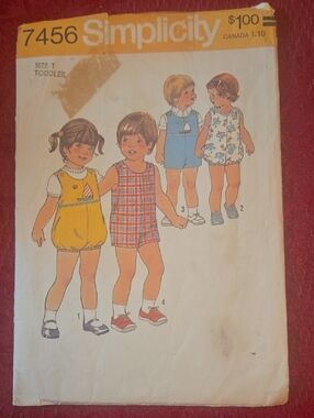 Simplicity Kids Romper Pattern with Yellow, Red, Blue, White